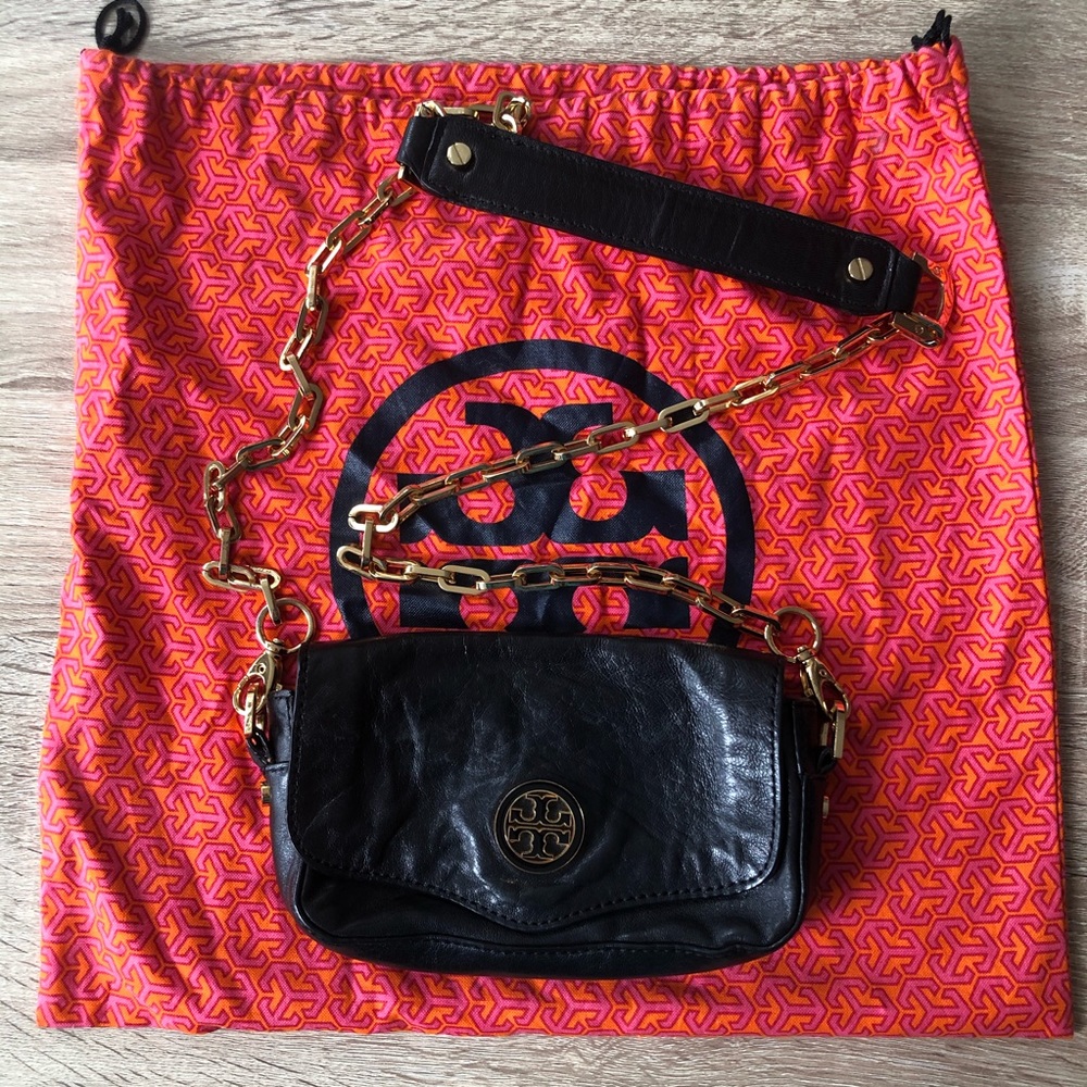 Tory Burch Black Leather Crossbody w/ Chain Strap